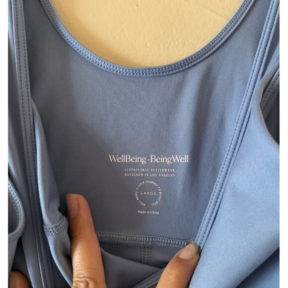 Well Being + Being Well Blue Movewell Juniper Romper sz Large - Picture 4 of 4